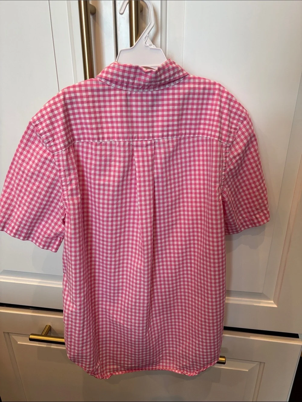 Ralph Lauren Pink Gingham Short-Sleeve Button-Up Shirt